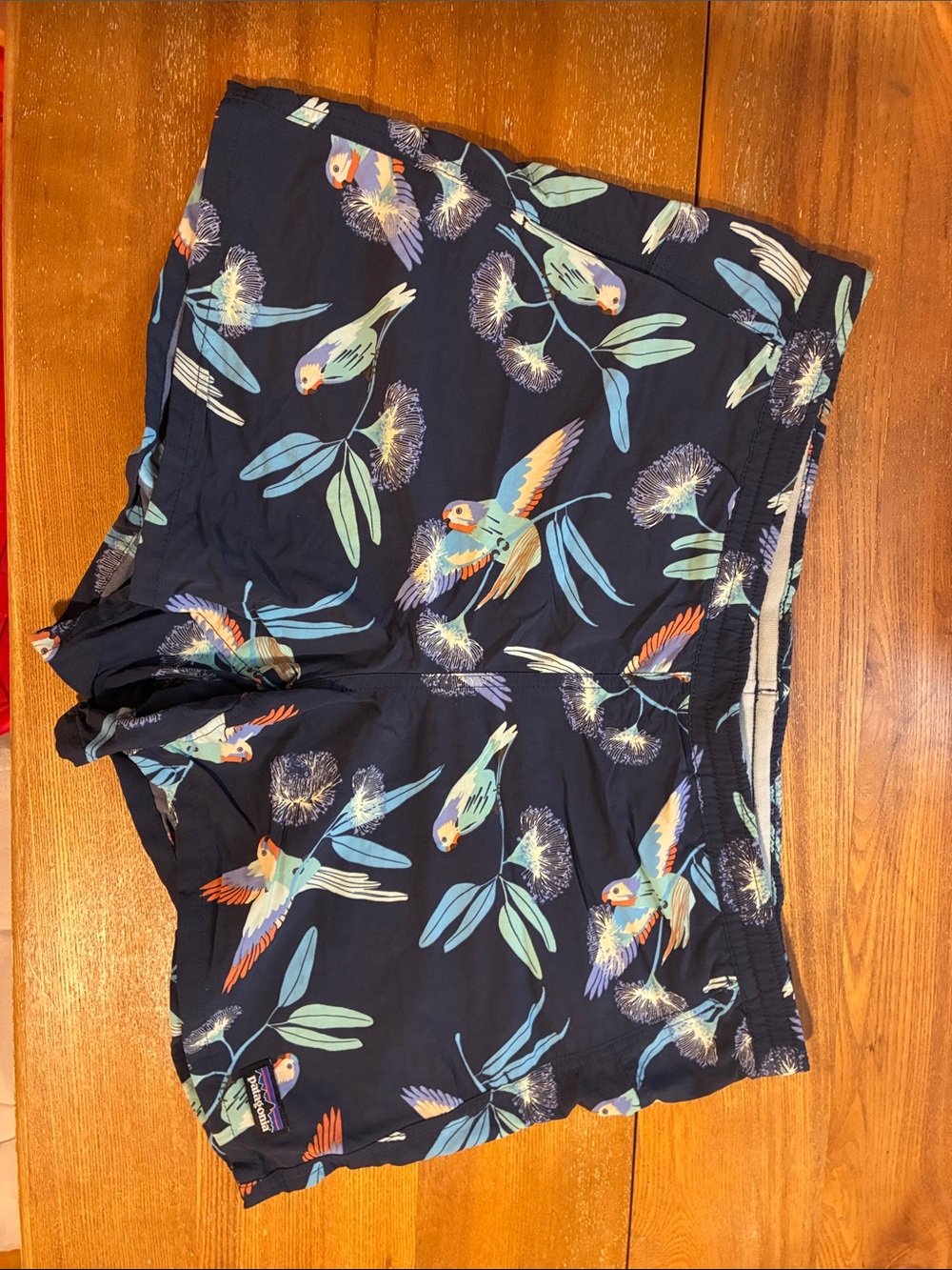 Patagonia Women’s Navy Floral Parrot Print Baggies